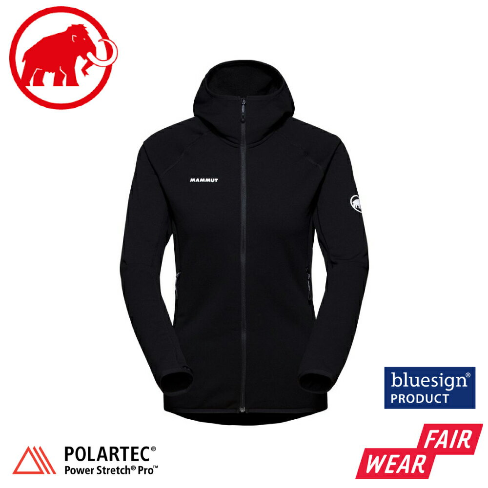【MAMMUT 長毛象 女 Aconcagua ML Hooded 運動刷毛連帽外套《黑》】1014-04442/保暖外套