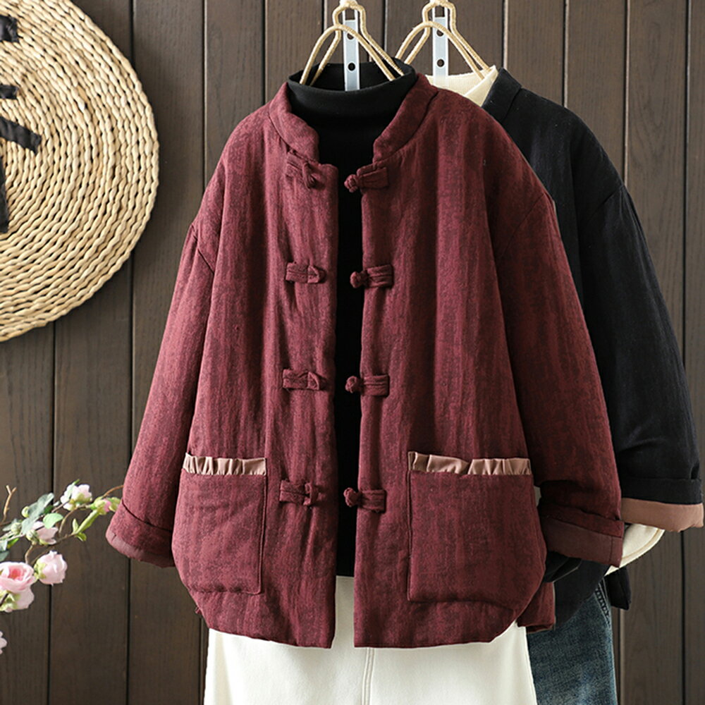 ＊ORead＊民族風復古盤扣棉裊立領短外套(2色M~2XL)