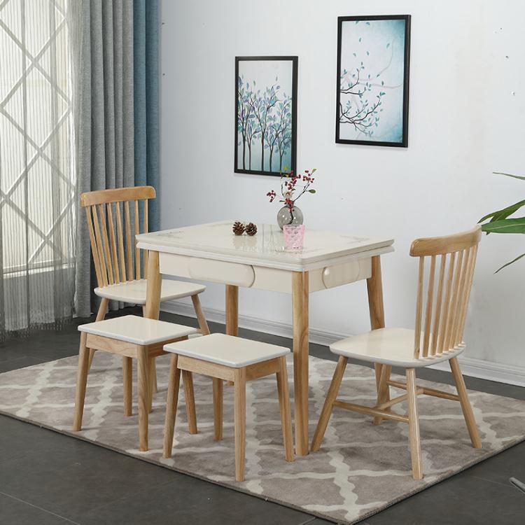 北歐實木折疊餐桌家用小戶型簡約現代可伸縮餐桌椅長方形吃飯桌子「店長推薦」