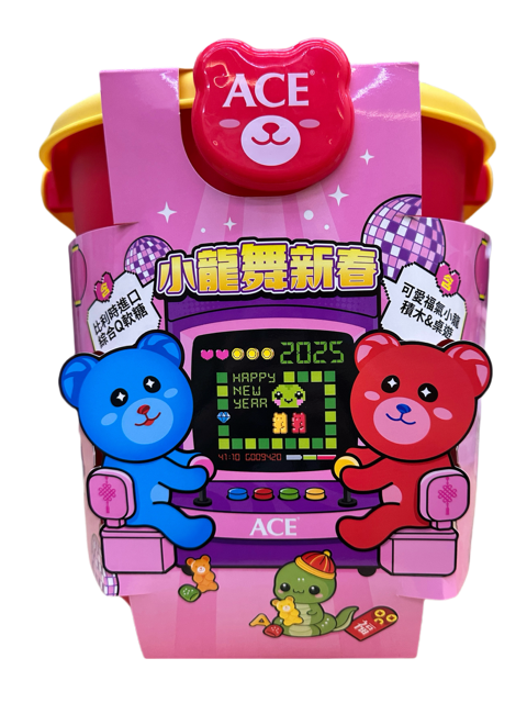 ACE 2025小龍舞新春軟糖圓桶禮盒 750g (附贈造型積木/貪食蛇桌遊) 送禮 過年 桌遊 乖乖桶 蛇年禮盒