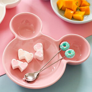 可愛米奇陶瓷寶寶餐盤盤子創意碗套裝兒童餐具飯盤卡通分格早餐盤