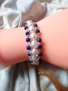 【Ribbons】淡水珍珠 藍砂 項鍊 手鍊 禮物 Pearl Beaded bracelet necklace