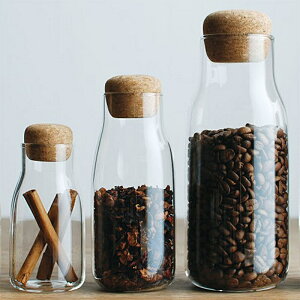 軟木塞儲物瓶玻璃密封罐五谷雜糧咖啡豆家用圓形廚房收納帶塞瓶子