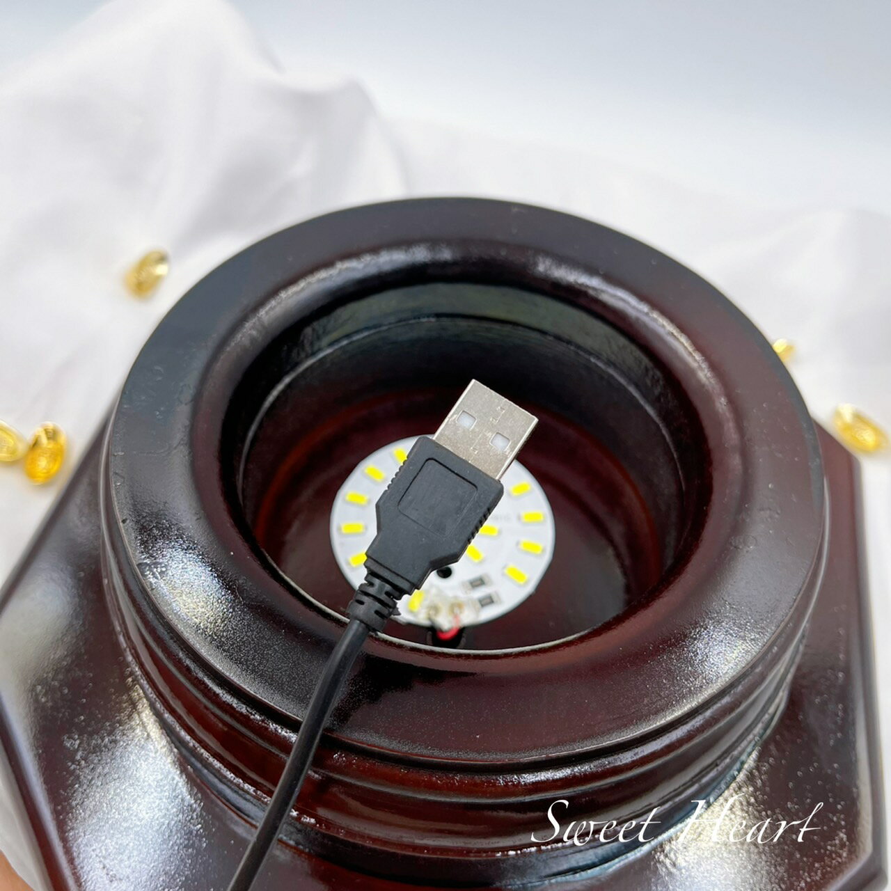 Sweet Heart 田芯好物精選💯 LED燈座 球座 冠軍座 水晶球燈座 木座 (白光) 4