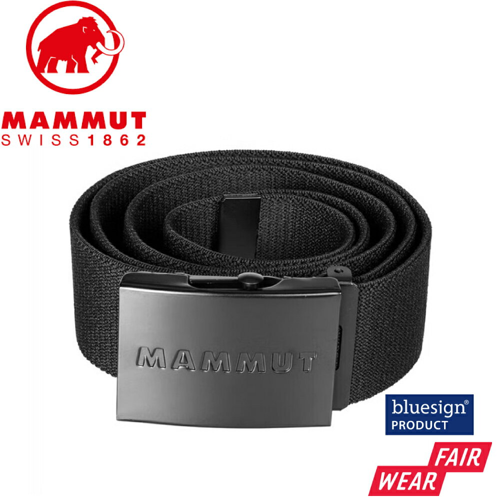 【MAMMUT 長毛象 Logo Belt 金屬Logo印花編織腰帶《黑》】1192-00141/扣環腰帶/皮帶