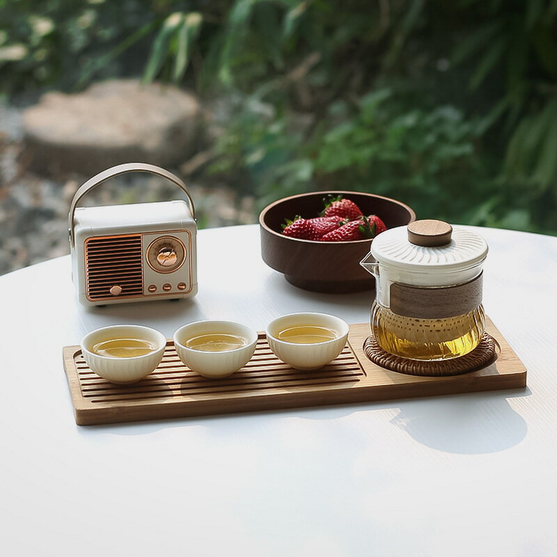 中秋禮品可攜式旅行茶具套裝簡易戶外露營茶杯隨身包小套喝茶功夫快