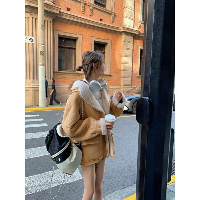 【巴黎精品】羊羔毛外套皮草大衣-秋冬新款顯瘦廓版女外套a1iu57