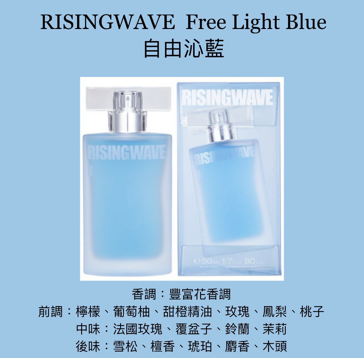 RISINGWAVE Free Light Blue 自由沁藍中性淡香水50ML ❁香舍❁｜夏日香