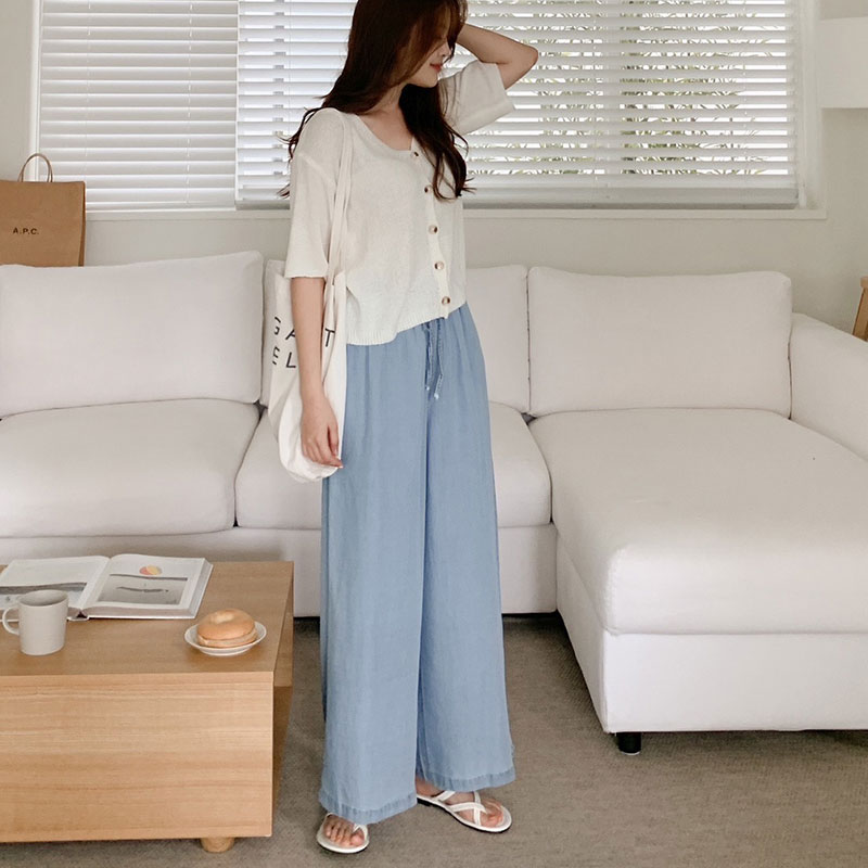 ANNAS 正韓 牛仔寬褲 牛仔褲 牛仔長褲 大寬褲 闊腿褲 寬鬆 顯瘦 高腰 夏天薄款牛仔布 韓國 5