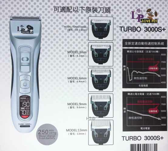 【寵愛家】LOVE PET樂寶機皇TURBO 3000S+ 寵物電剪LED電量指示，美容師推鑑產品