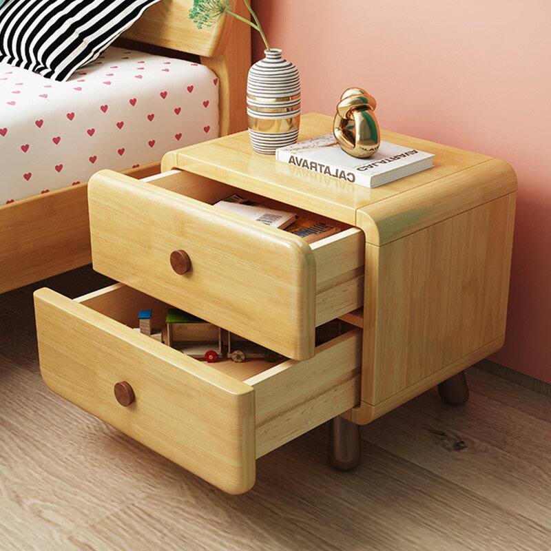 簡約簡易收納櫃實木床頭櫃家用臥室床邊櫃迷你小型輕奢儲物櫃