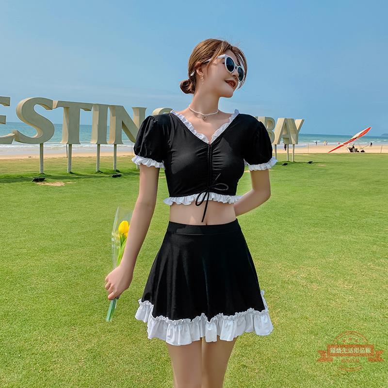 網紅泳衣女2022新款保守仙女範 ins超仙分體裙式遮肚顯瘦溫泉泳裝