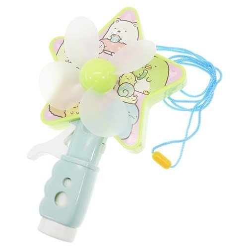 大賀屋 日貨 角落生物 風扇 手搖風扇 噴水風扇 無電池 小風扇 環保 掛扇 涼扇 角落小夥伴 正版 J00016624