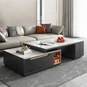 茶幾電視柜組合現代輕奢家用客廳簡約大戶型高檔可伸縮巖板茶幾桌