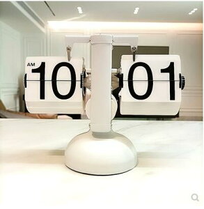 創意自動翻頁鐘表覆古客廳擺件座鐘現代簡約機械時鐘鬧鐘個性台鐘 全館免運