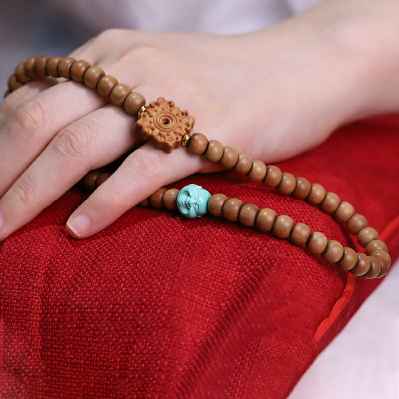 晶喬印度邁索爾老山檀香佛珠手串手鏈搭配彌勒民族風情侶款
