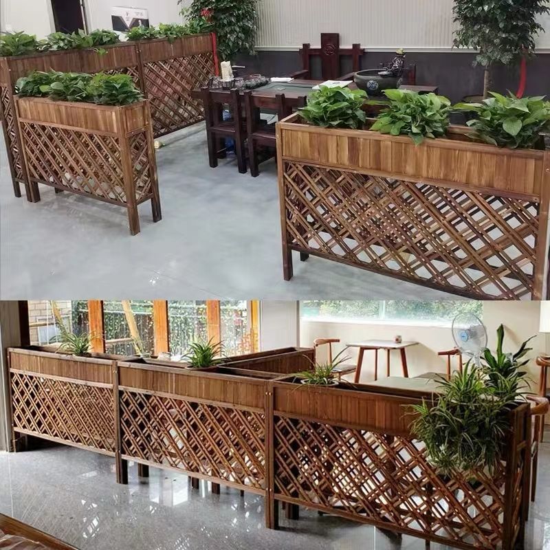 【最低價】【公司貨】防腐木隔斷花架木制戶外陽臺綠植花盆架餐廳客廳簡約家用花槽架 4