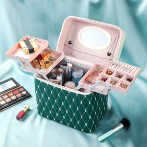 化妝箱簡約化妝包女大容量便攜手提防塵多功能化妝品包收納盒箱2022新款 果果輕時尚