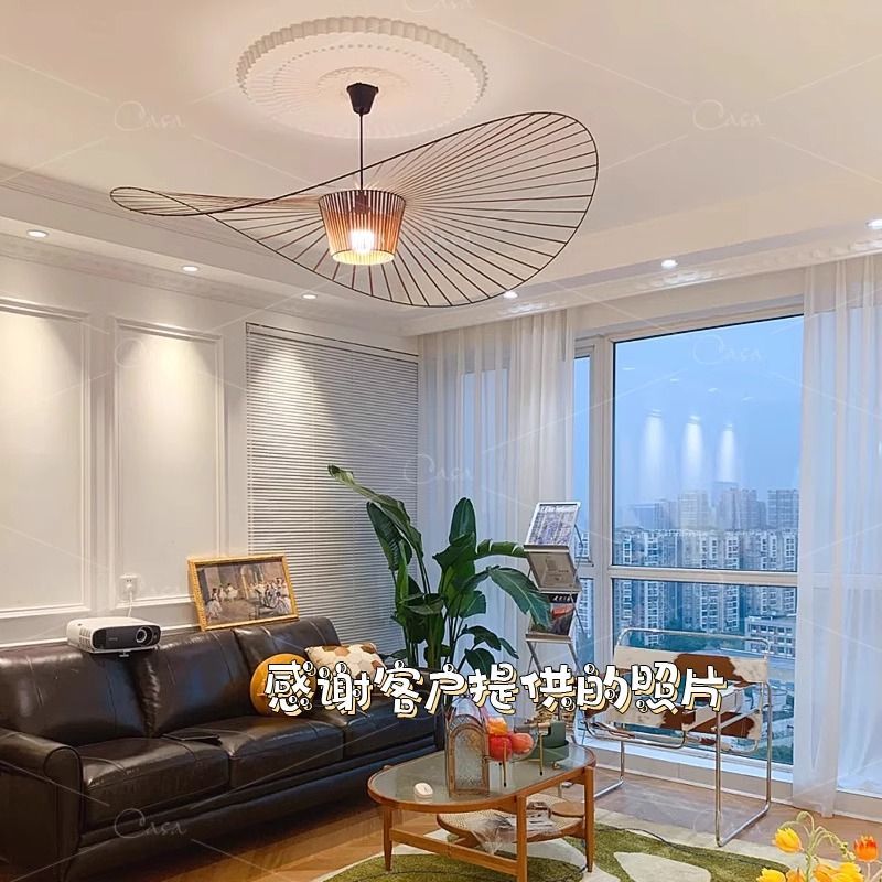 免運可開票 超低價 工廠直銷 北歐設計師客廳吊燈法式中古創意草帽燈現代簡約臥室燈具 出貨快pyy3070