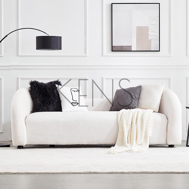 【KENS】沙發 沙發椅 布藝沙發客廳小戶型羊羔絨設計師異形網紅北歐現代簡約款白色沙發