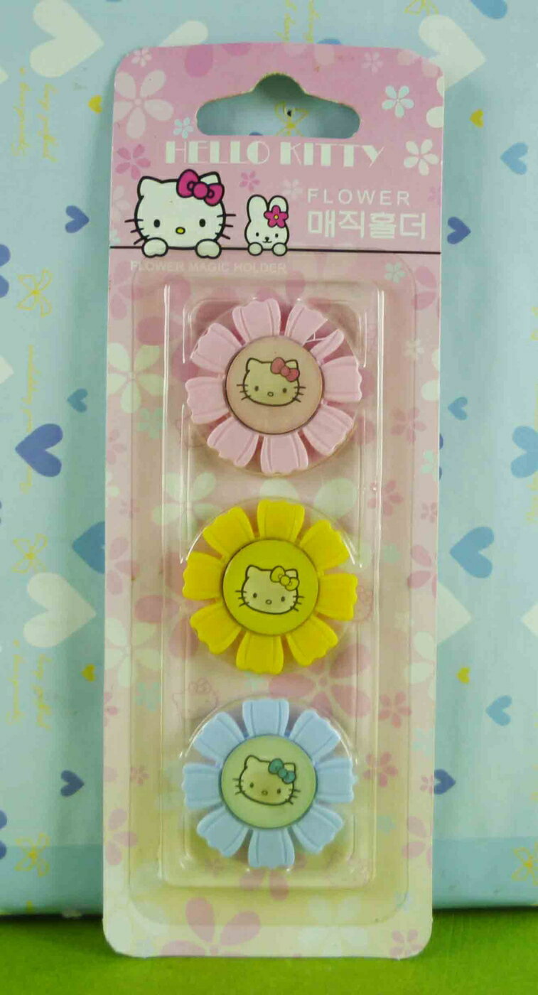 【震撼精品百貨】Hello Kitty 凱蒂貓 磁鐵-花朵-三入【共1款】 震撼日式精品百貨