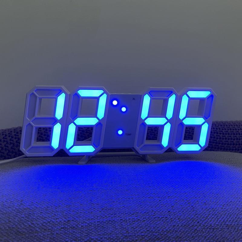 掛鐘 LED數字鐘時鐘 ins韓國簡約3D夜光LED數字鐘時鐘智慧創意多功能掛鐘桌面電子鬧鐘