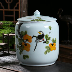 景德鎮手繪陶瓷茶罐茶葉罐大號存茶儲茶密封缸茶倉茶餅七子餅罐
