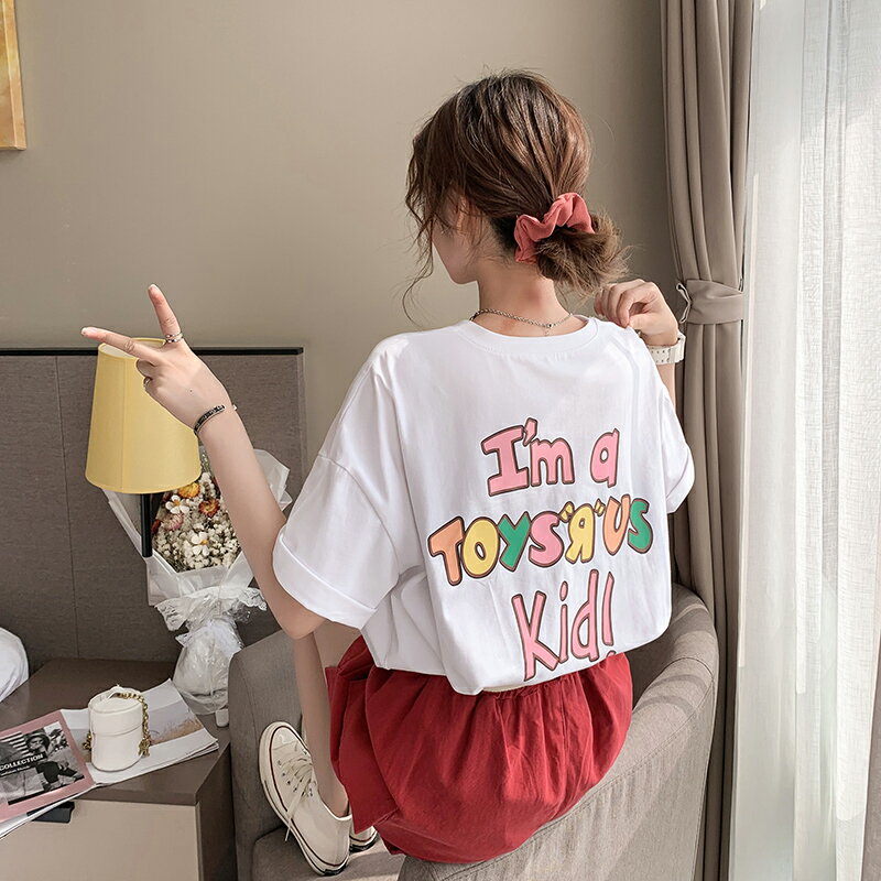 韓版寬松短袖上衣洋氣年新款女裝體恤ins超火夏季網紅港風T恤