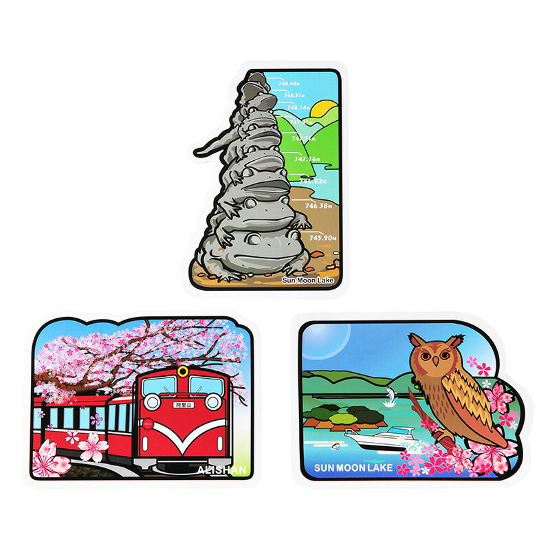 【仲夏週年慶】異型明信片/臺灣集遊三入組G/日月潭、九蛙疊像、阿里山/臺灣好美/MILU