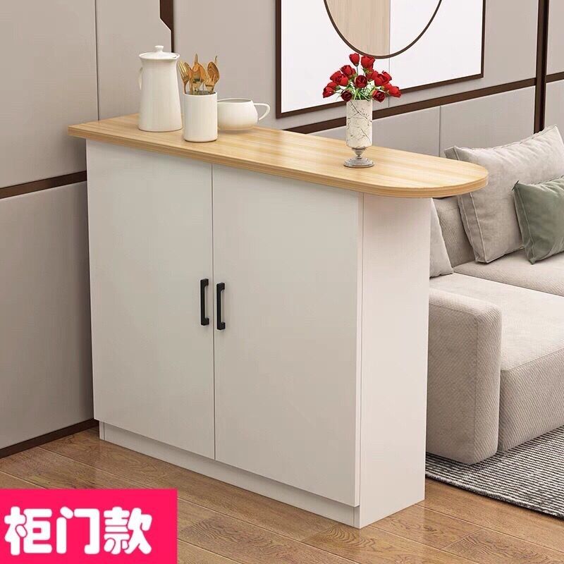 小戶型吧臺桌家用靠墻客餐廳廚房玄關隔斷櫃定製輕奢多功能餐邊櫃284LPS 快速寄出
