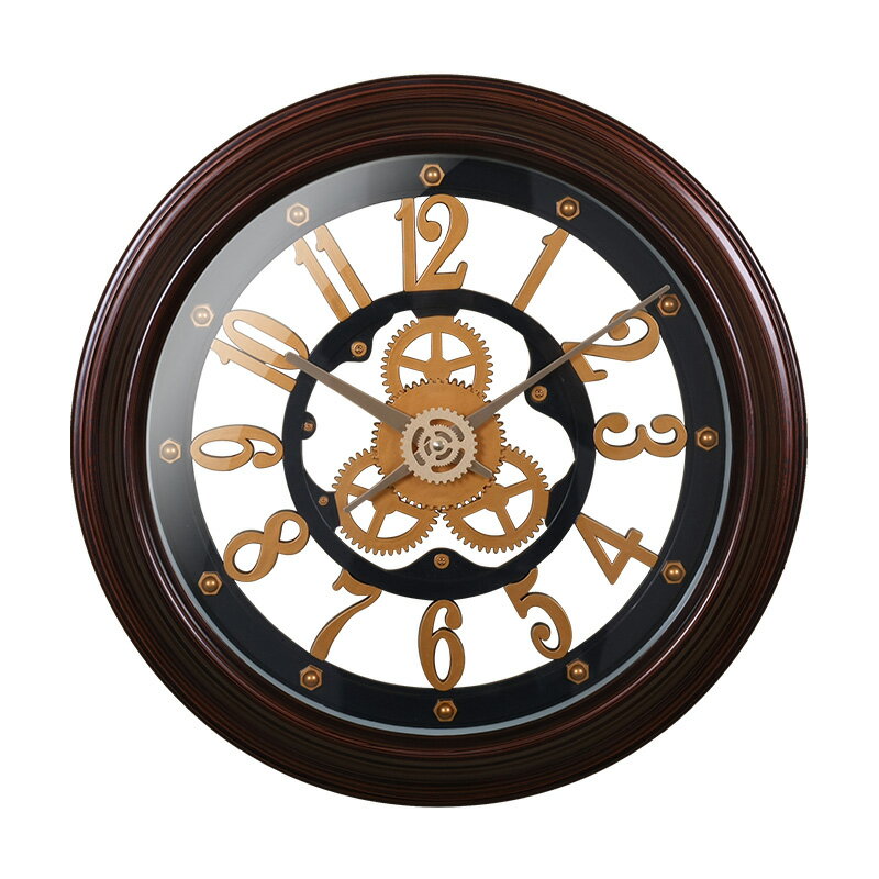 麗盛大號歐式靜音客廳單面壁掛鐘圓時鐘掛表臥室鐘表餐廳時尚擺鐘