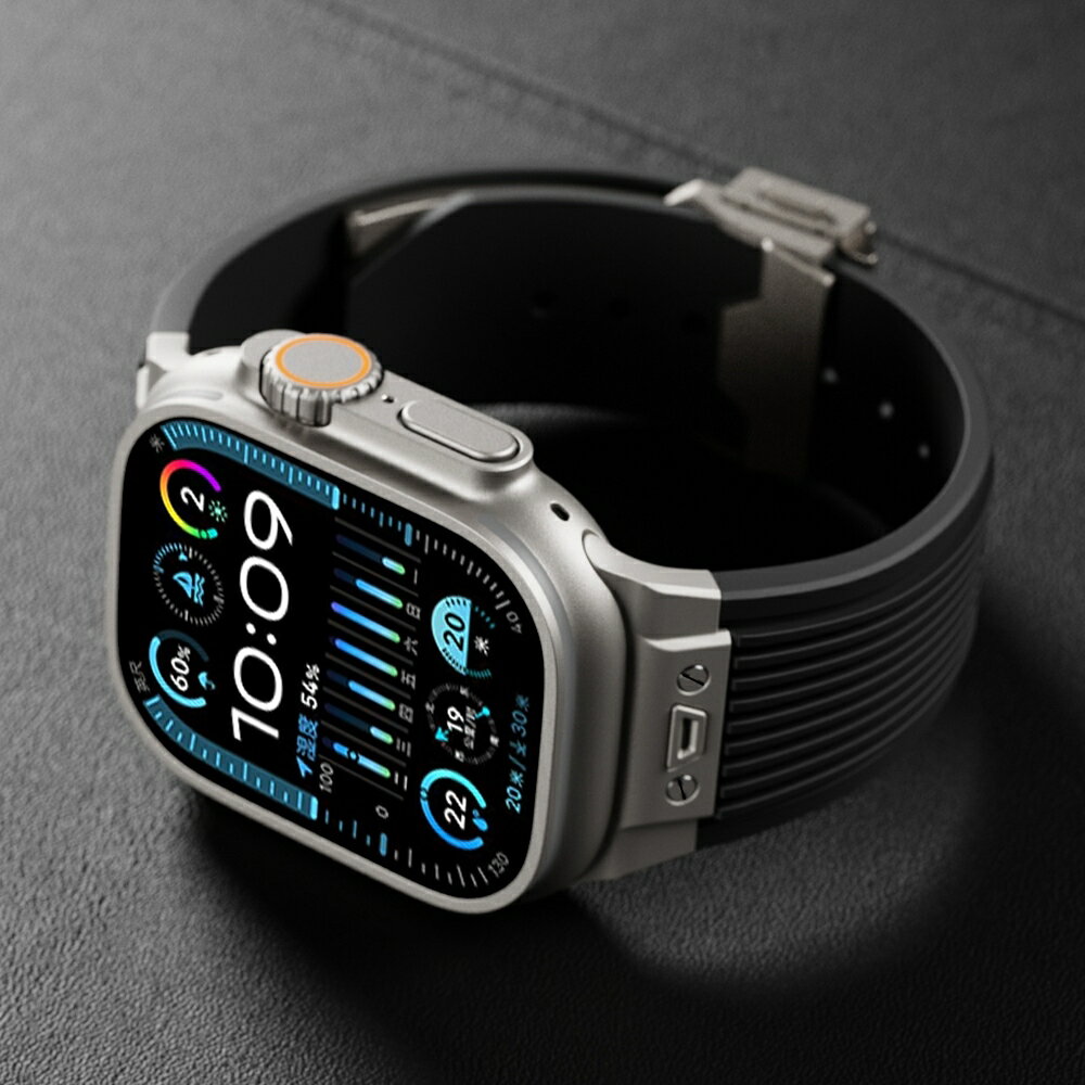 新款摺疊扣矽膠錶帶 適用蘋果手錶Apple Watch Ultra2 49mm 9代 8 44 45mm 替換錶帶
