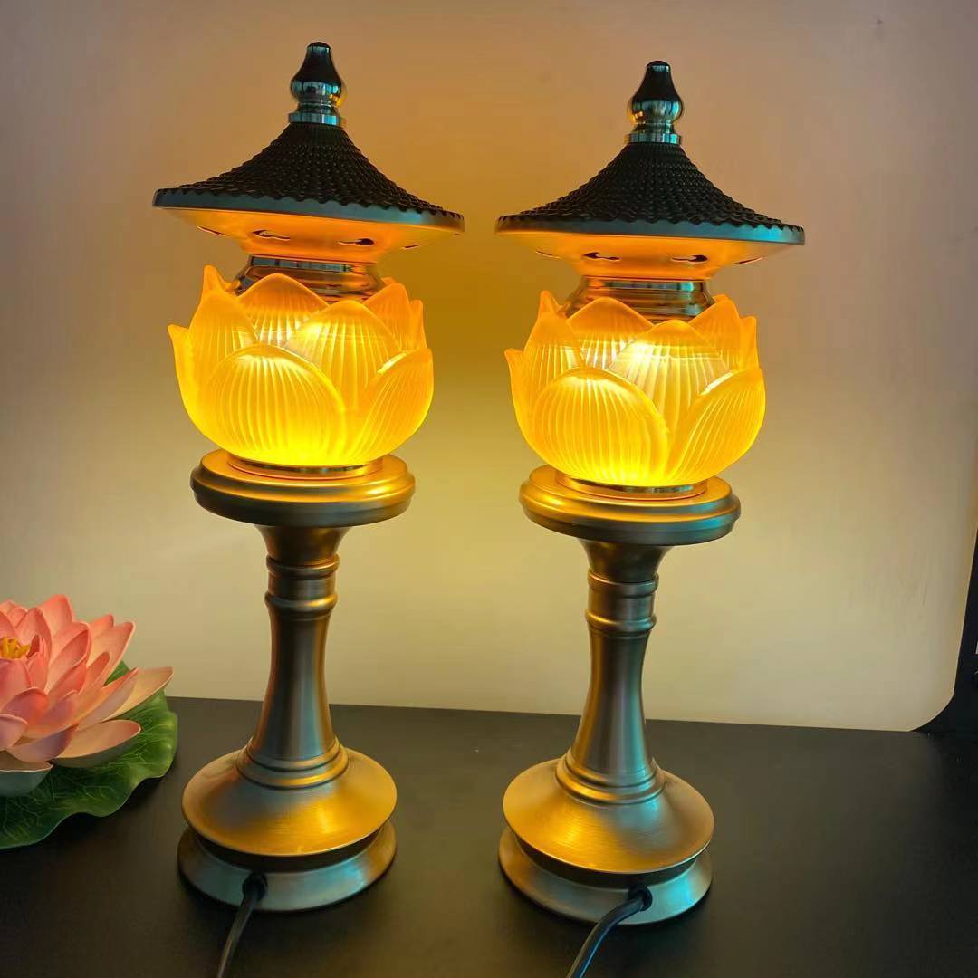 免運 可開發票 佛堂蓮花燈led琉璃燈插電財神燈家用菩薩供奉燈供佛長明燈道教燈