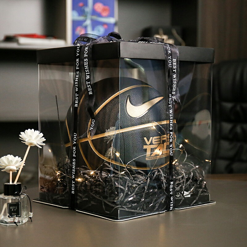 網紅籃球包裝盒禮物盒禮品盒大號正方形生日禮物手提透明禮盒足球