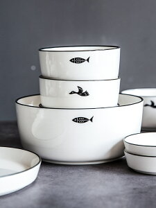 碗創意個性家用湯碗面碗大號吃飯的碗陶瓷碗碟套裝簡約北歐餐具