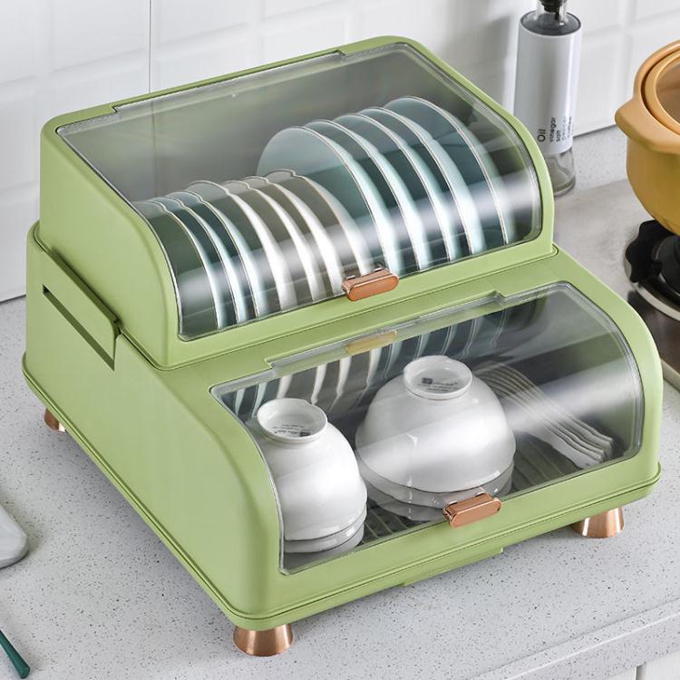 碗櫃 家用分層廚房雙層碗柜碗筷收納盒塑料帶蓋裝碟盤瀝水碗架置物架子
