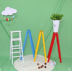 展會影樓兒童拍照攝影道具創意ins風木人字梯子韓式簡約櫥窗裝飾
