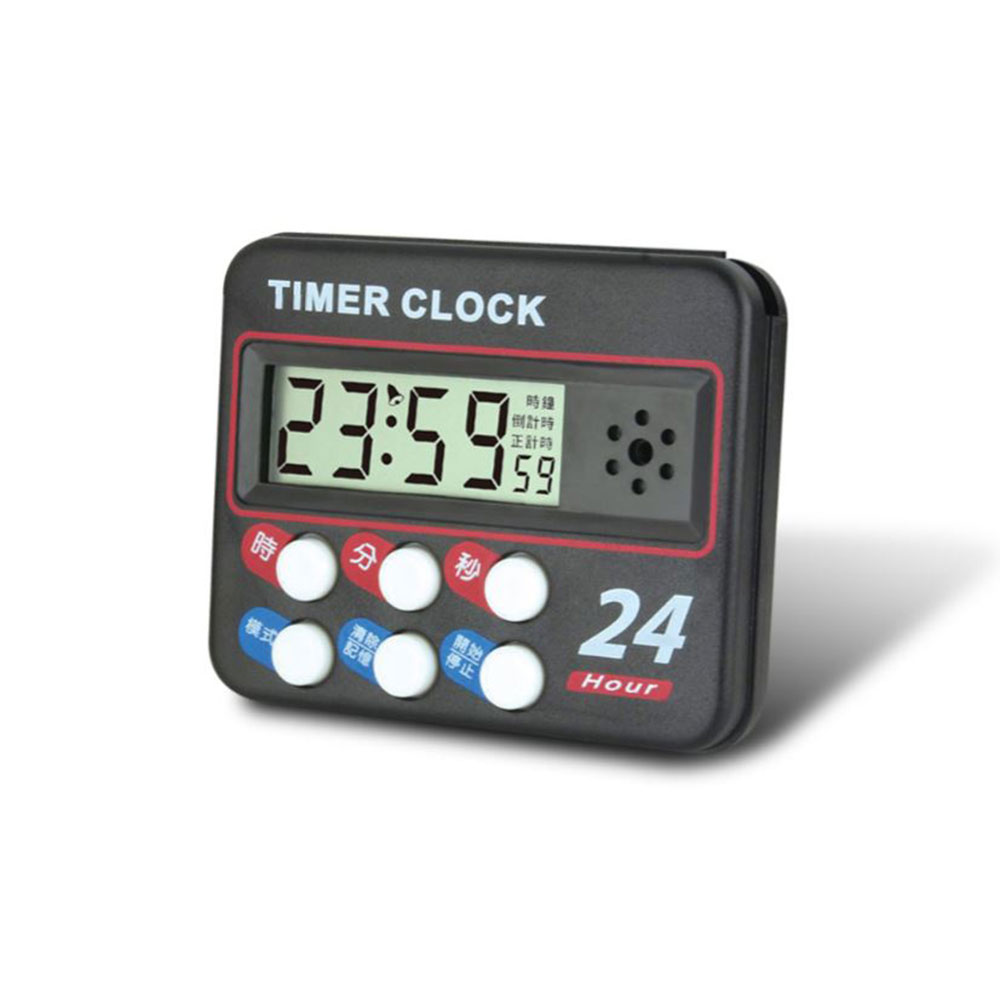 【聖岡科技Dr.AV】SB-24A黑金剛24小時經典款耐用 計時器(超大聲95分貝 時鐘 記憶 正計時 倒數計時 可掛/立/磁吸)