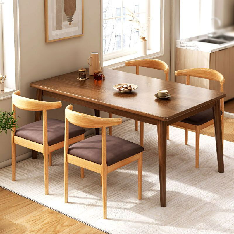 【廠家直銷】餐桌 家用 小戶型 現代簡約 實木腿 飯桌 北歐長方形 吃飯 桌椅組合 小桌子