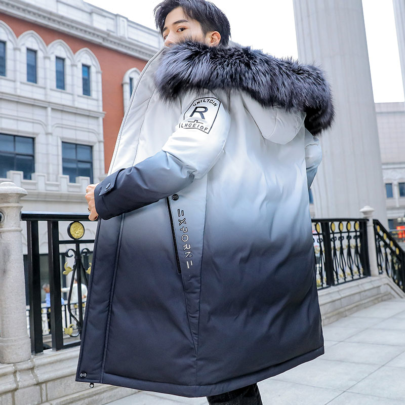 棉衣男中長款冬季外套2021新款韓版潮流加厚棉襖衣服漸變羽絨棉服