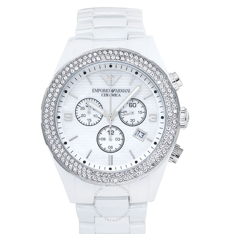 EMPORIO ARMANI 手錶 AR1456 時尚三眼計時 熱銷陶瓷錶 原廠正品