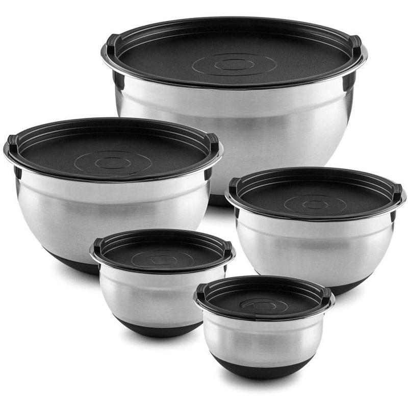 【喜挖】Stains Steel Non Slip Mixing Bowls with Lids 5