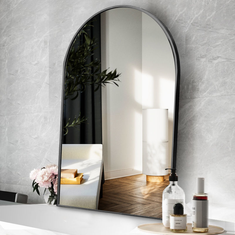 掛鏡壁鏡半身鏡 北歐簡約浴室鏡子衛生間圓形橢圓形鏡子免打孔壁掛洗手間化妝鏡
