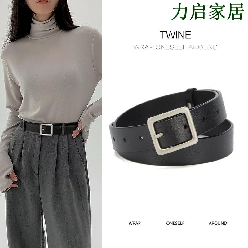 皮帶女款夏季設計感ins風小眾配牛仔褲黑真皮復古百搭腰帶男女寬