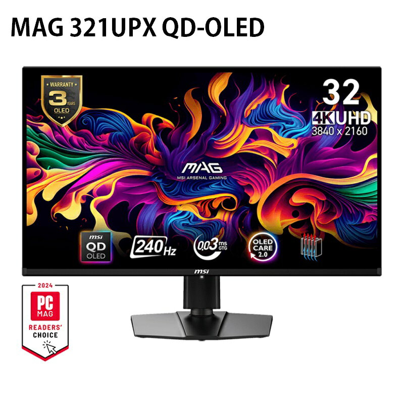 【享最高折300】MSI 微星 321UPX QD-OLED 32型 4K 240Hz 平面電競顯示螢幕