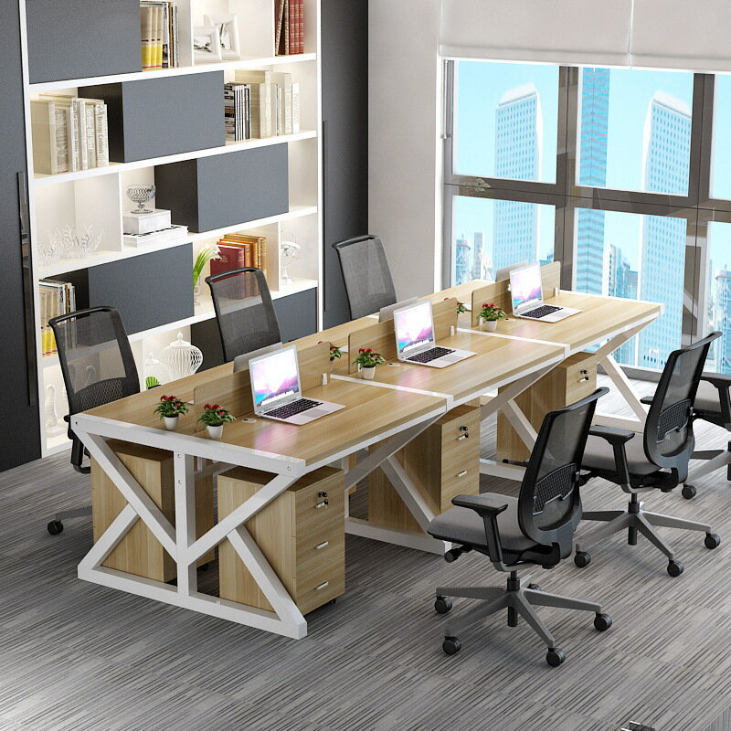 桌子 職員辦公桌4人坐帶隔板工作卡位電腦桌椅組合6人位員工辦公桌工位
