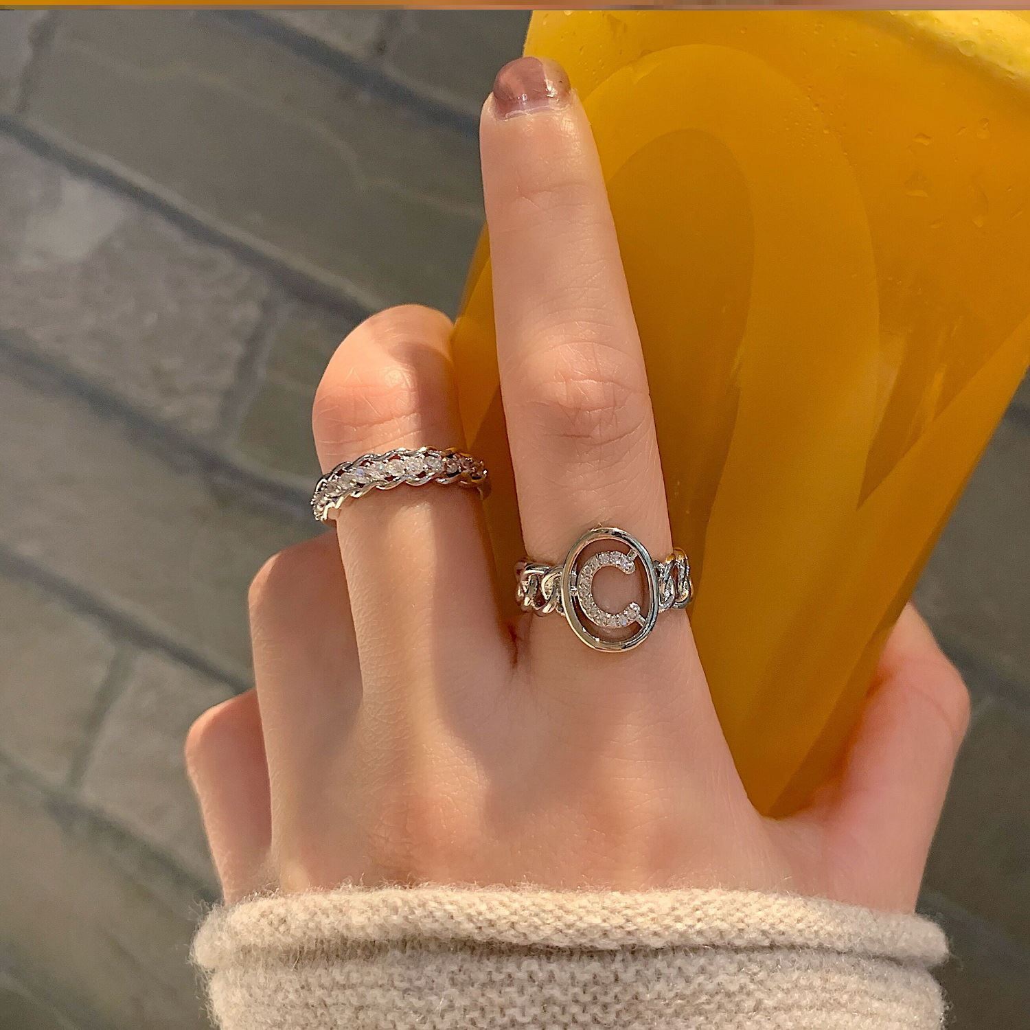 時尚氣質開口兩件套自律戒指女ins潮小眾設計個性疊戴食指戒指環
