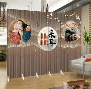 采耳中醫養生中式布藝折屏風隔斷墻現代客廳臥室美容雙面移動折疊