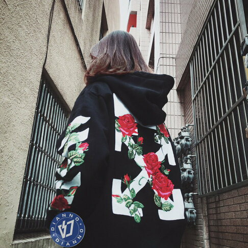 帝安諾-實體店面 Off White OW 玫瑰外套 刺繡 箭頭 連帽外套 0