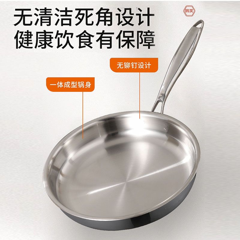 免運 台灣公司貨 無涂層316不銹鋼平底鍋家用不粘鍋食品級加厚電磁爐專用炒菜煎鍋 快速出貨
